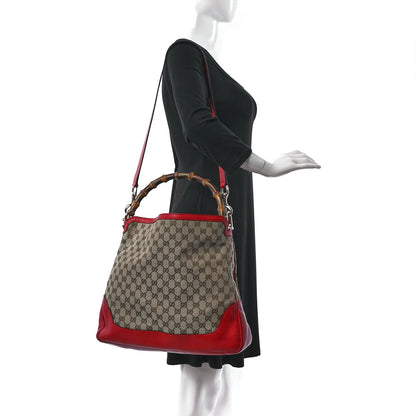 Gucci Monogram Medium Diana Bamboo Shoulder Bag Red 2 of 9