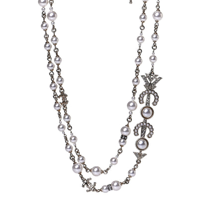 Chanel Pearl Crystal Queen of France Multi Strand Necklace Gold 1 of 5