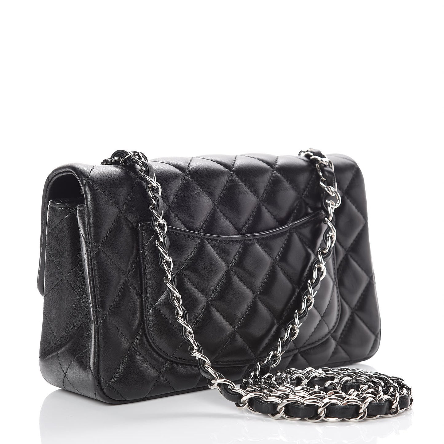 Lambskin Quilted Mini Rectangular Flap Black