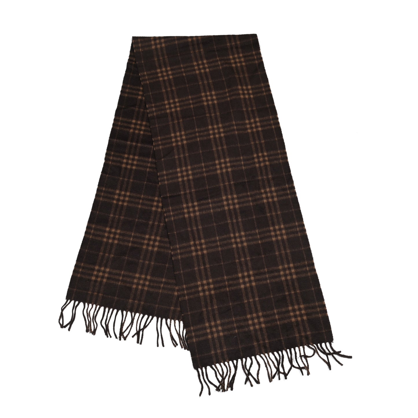 Cashmere Classic Check Fringe Scarf Caramel