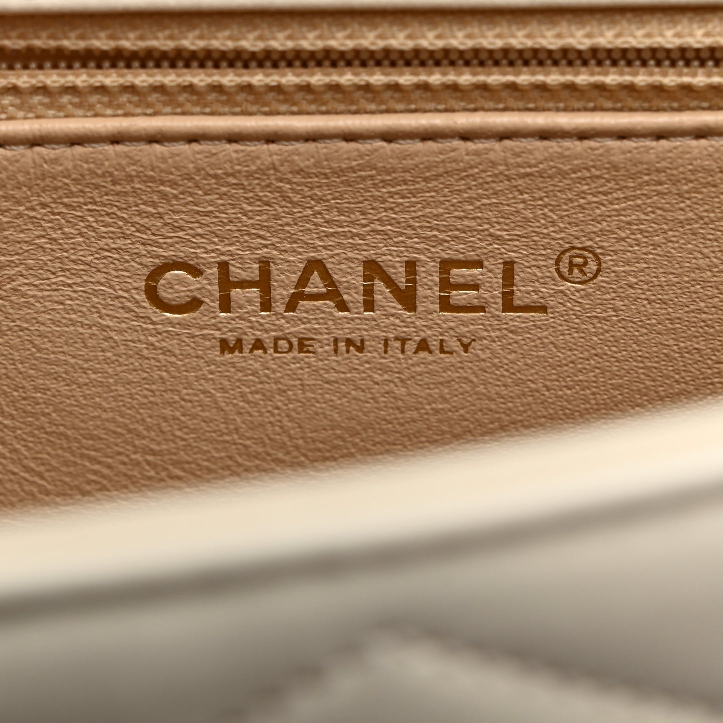 Lambskin Reversed Chevron Quilted Flap White