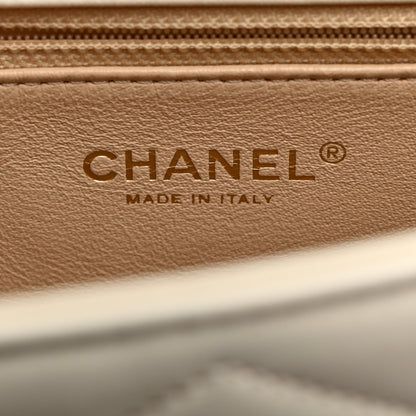 Chanel Lambskin Reversed Chevron Quilted Flap White 6 of 17