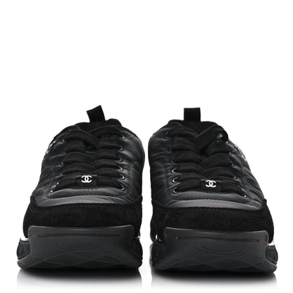 Chanel Nylon Suede Calfskin CC Sneakers 36 Black 2 of 9