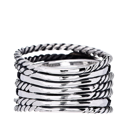 David Yurman Sterling Silver 18K Yellow Gold Double X Crossover Ring 54 6.75 3 of 4