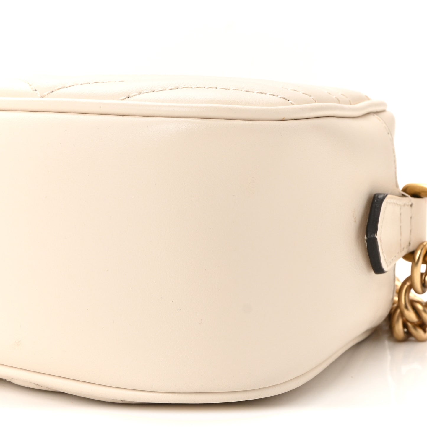 Calfskin Matelasse Small GG Marmont Chain Shoulder Bag White