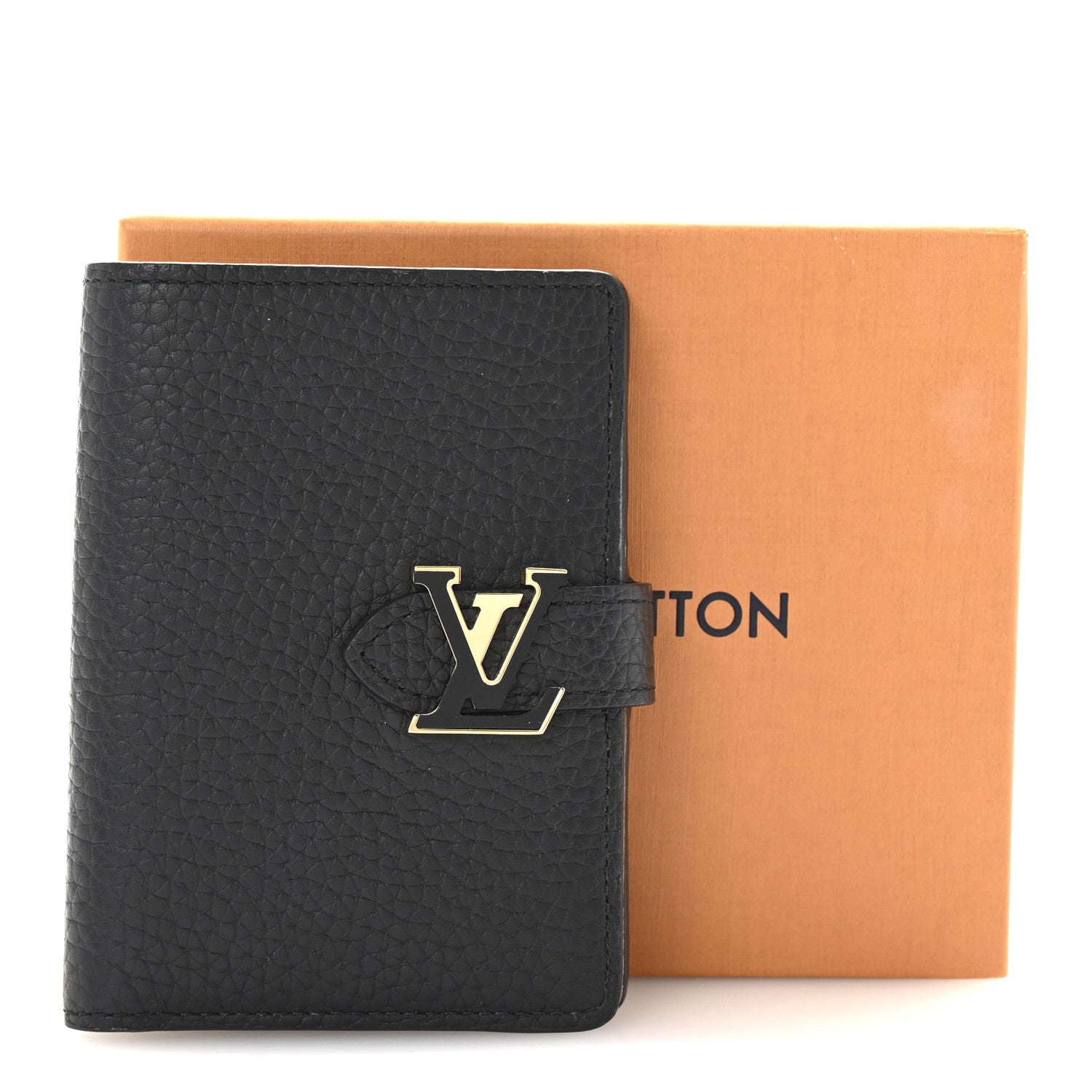 Louis Vuitton Taurillon Capucines Vertical Compact Wallet Black 7 of 7