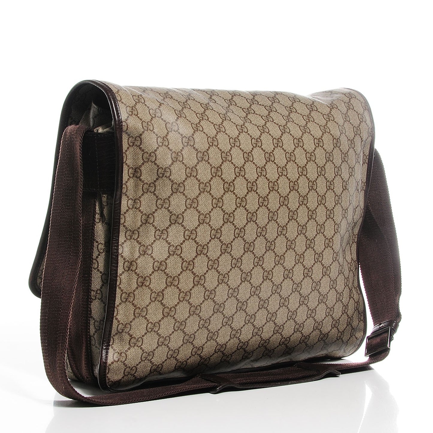 GG Plus Monogram Large Flap Messenger Bag Beige Dark Brown