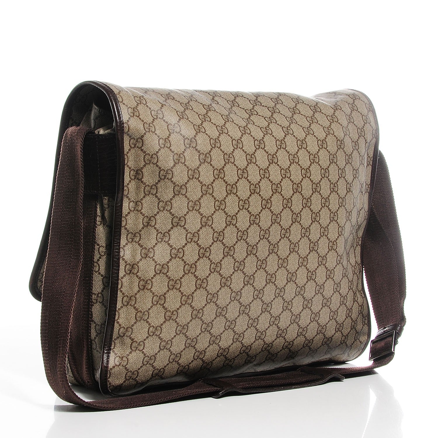 Gucci GG Plus Monogram Large Flap Messenger Bag Beige Dark Brown 3 of 7