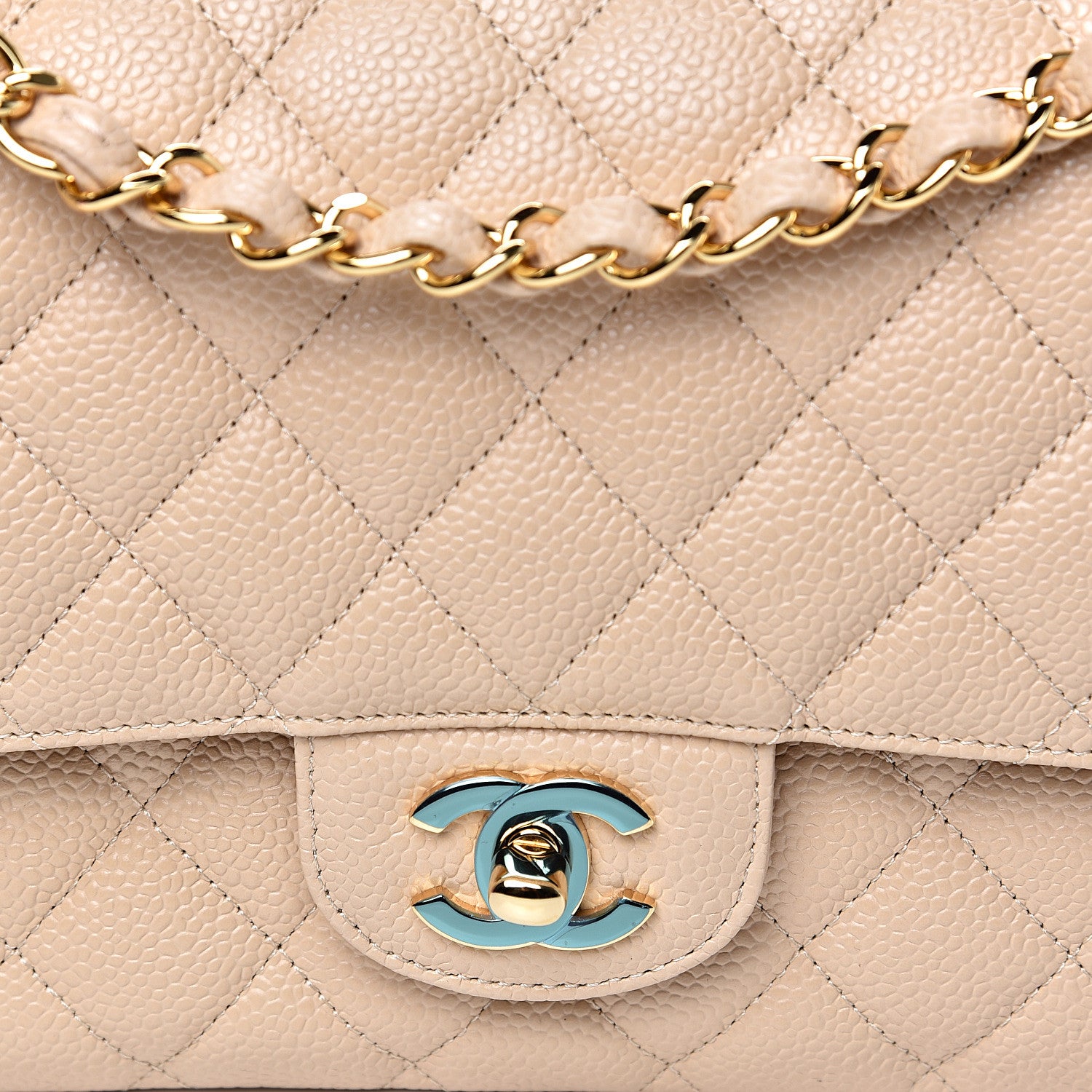 Chanel Caviar Quilted Medium Double Flap Beige Clair 9 of 11