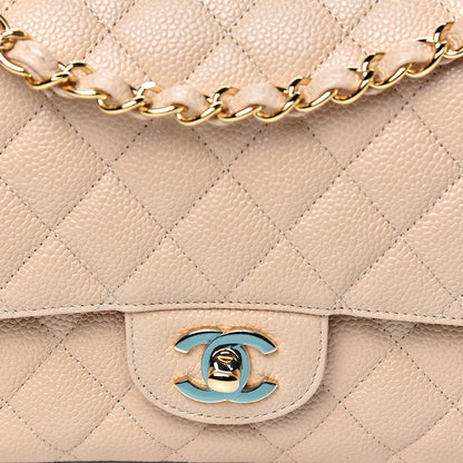 Chanel Caviar Quilted Medium Double Flap Beige Clair 9 of 11
