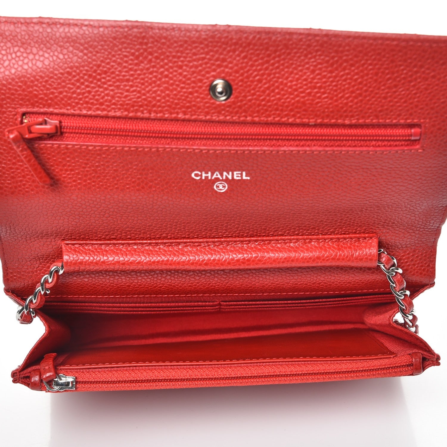 Chanel Caviar Quilted Wallet On Chain WOC Red 5 of 10