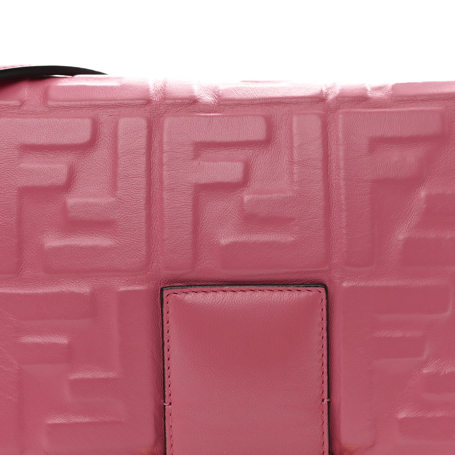 Fendi Nappa FF 1974 Embossed Large Baguette Rosa Fluo 8 of 10