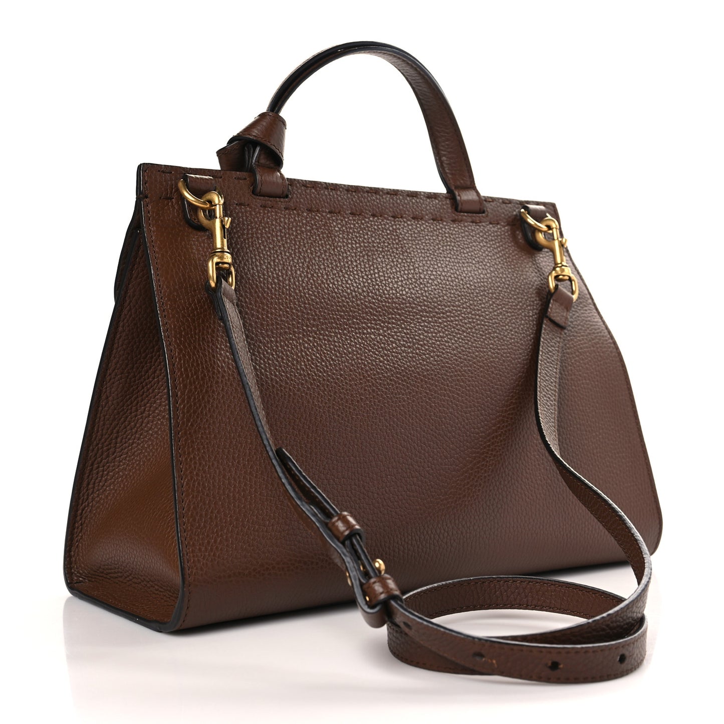 Calfskin Small GG Marmont Top Handle Bag Brown