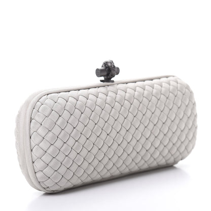 Bottega Veneta Satin Intreccio Impero Stretch Knot Clutch Grey 3 of 7