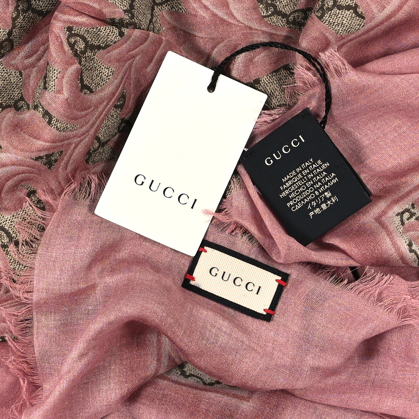 Modal Silk GG Monogram Big Arabesque Shawl Beige Pink