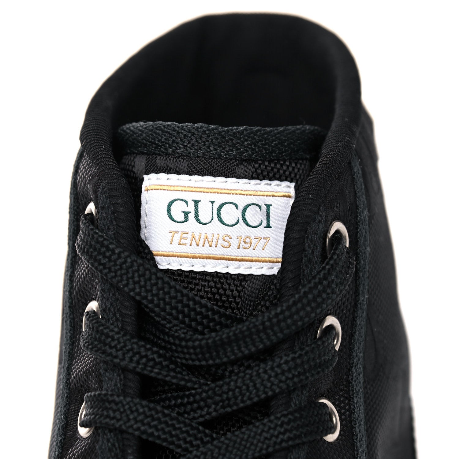 Gucci Econyl Nylon Web Monogram Off The Grid Womens 1977 Tennis High Top Sneakers 39.5 Black 8 of 15
