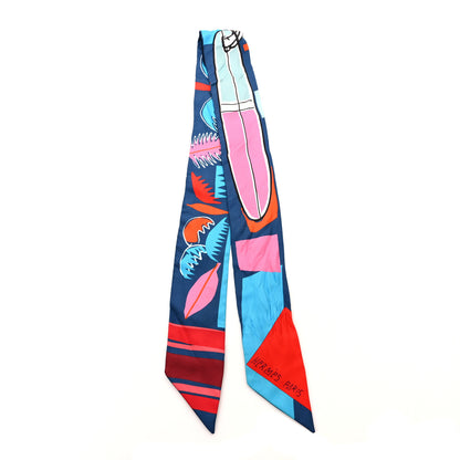 Hermes Silk Sea Surf and Fun Twilly Marine Rose Rouge 2 of 4