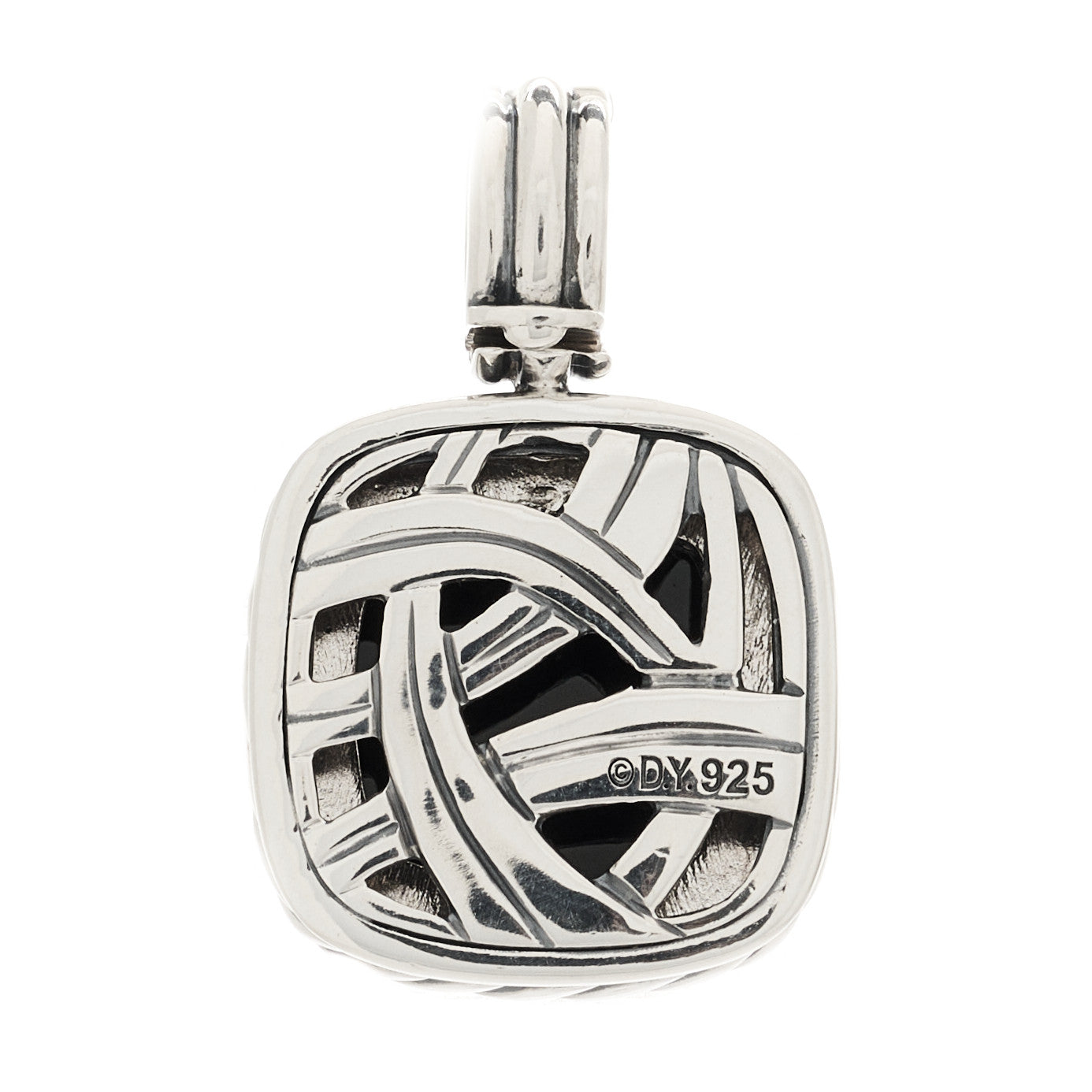 Sterling Silver Black Onyx 14mm Albion Enhancer Pendant