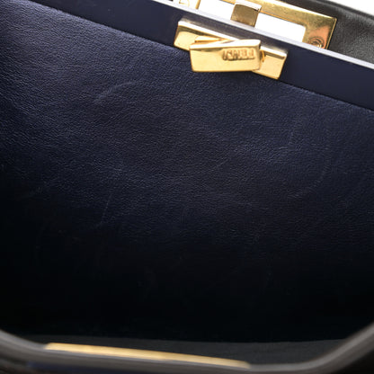Fendi Vitello Dolce Marmol Large Peekaboo Iconic Satchel Ebano Blu Scuro 16 of 16
