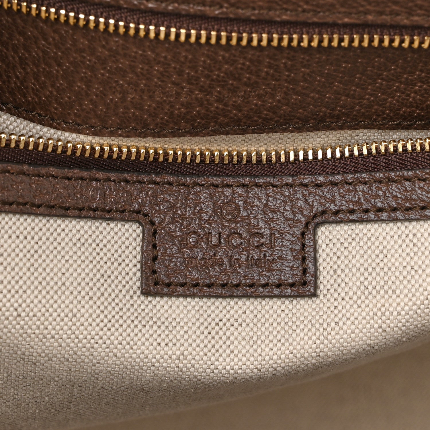 Gucci Monogram Jumbo GG Textured Dollar Calfskin Web Medium Ophidia Shopping Tote Camel Ebony 6 of 10