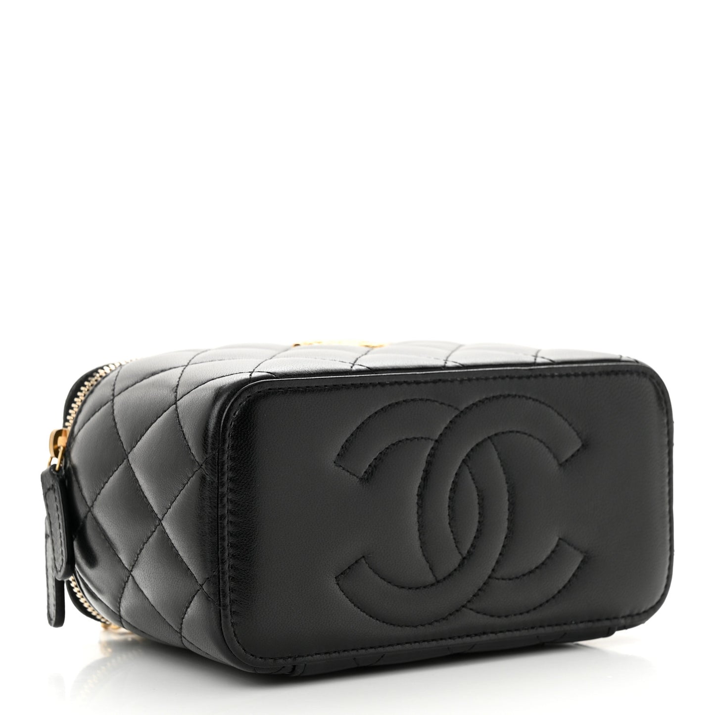 Lambskin Quilted Small CC Dynasty Vanity Case With Chain Black