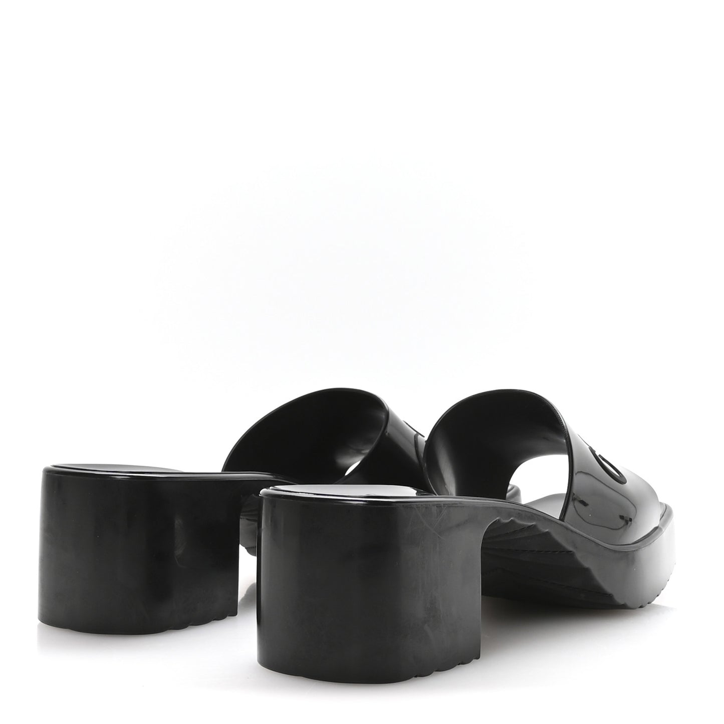 Rubber Gucci Logo Womens Platform 20/60mm Slide Sandals 37 Black