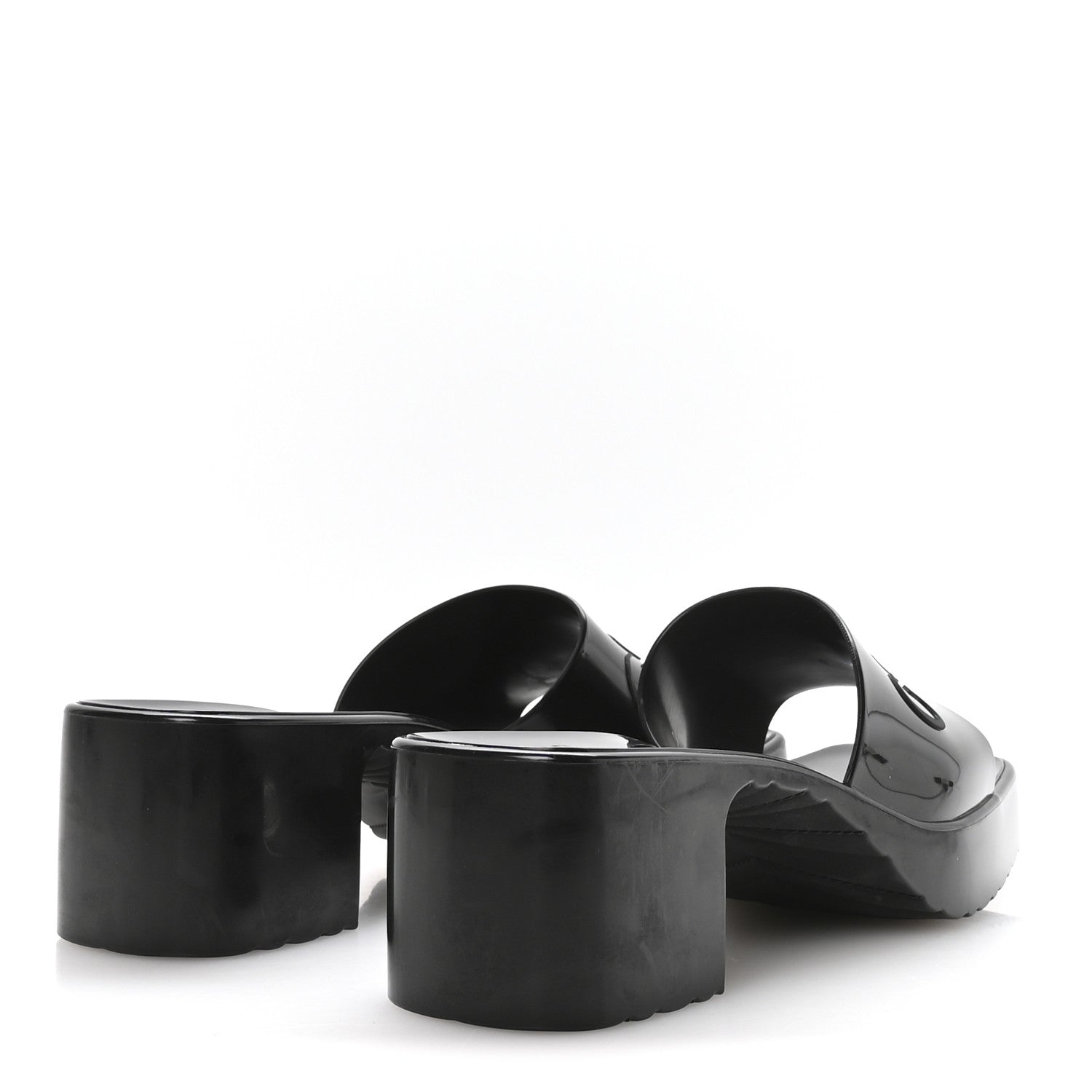 Gucci Rubber Gucci Logo Womens Platform 20/60mm Slide Sandals 37 Black 5 of 9