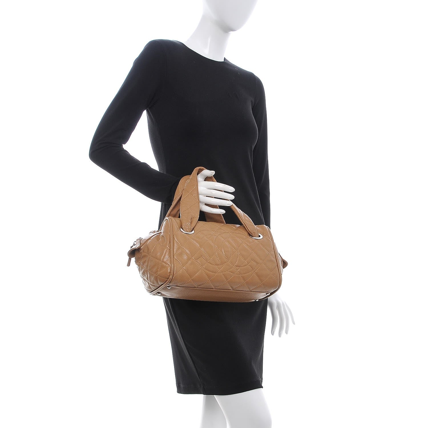 Chanel Caviar Quilted CC Timeless Bowler Dark Beige 2 of 7