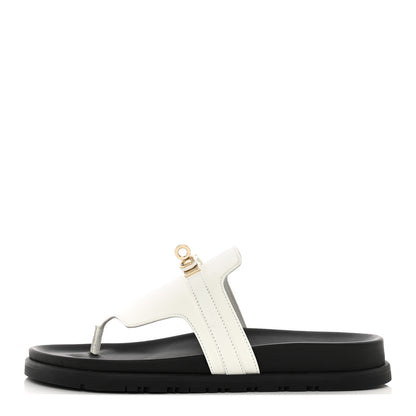 Hermes Calfskin Womens Empire Sandals 39.5 White 1 of 9