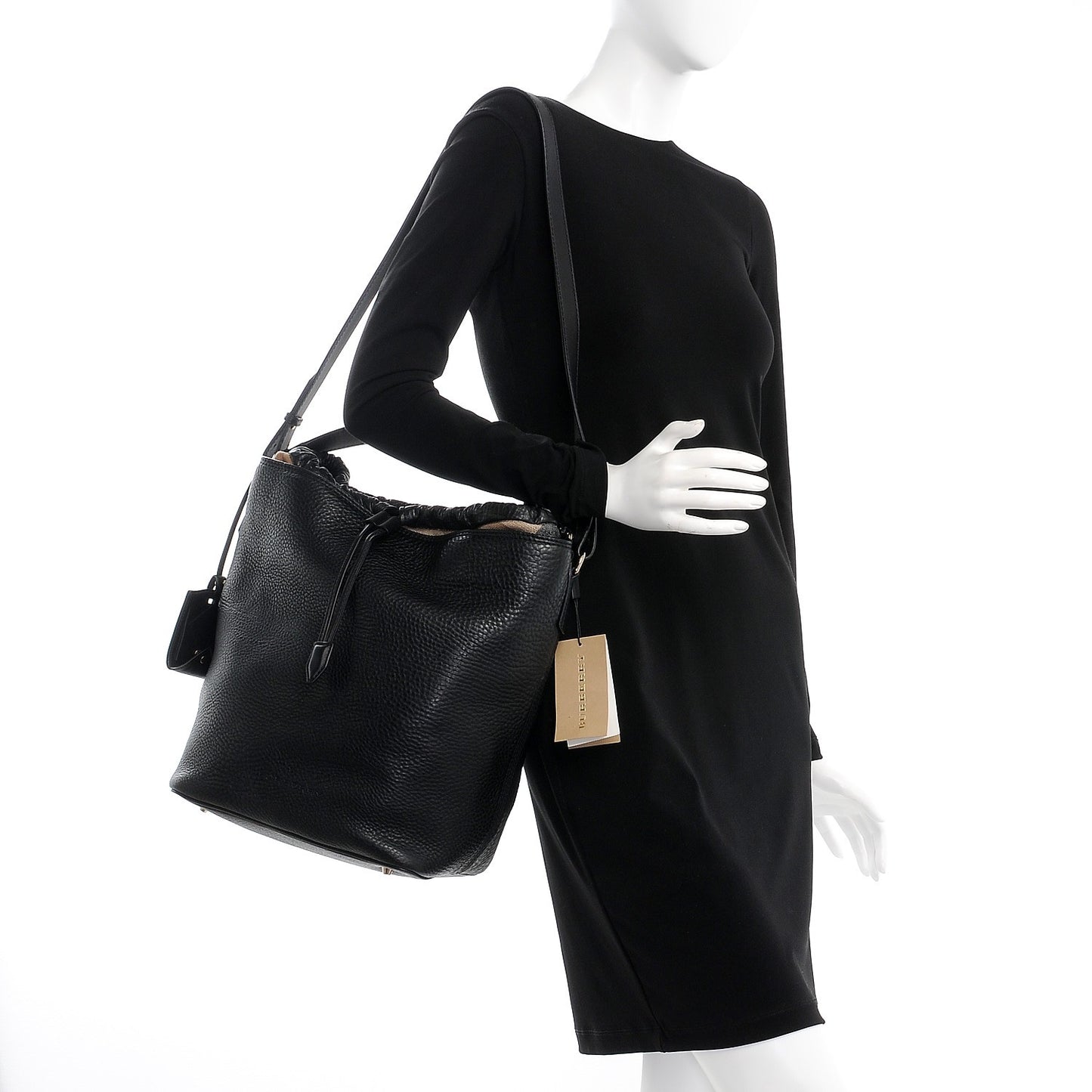 Grainy Calfskin Medium Check Ashby Hobo Black