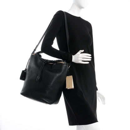 Burberry Grainy Calfskin Medium Check Ashby Hobo Black 2 of 9