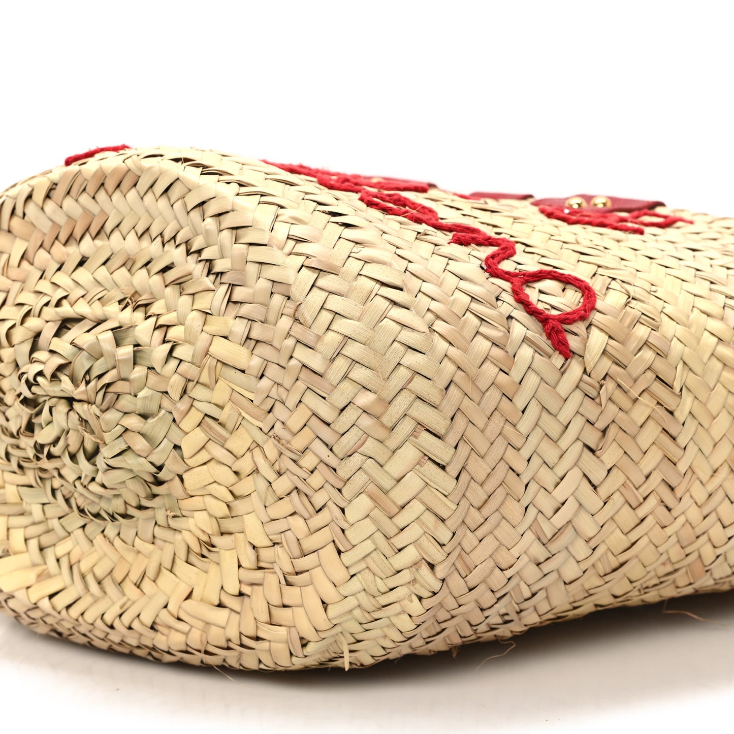 Woven Raffia Lizard Kendra Logo Tote Red Multicolor