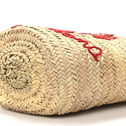 Dolce & Gabbana Woven Raffia Lizard Kendra Logo Tote Red Multicolor 9 of 11