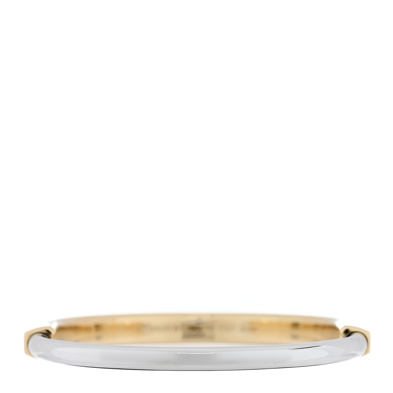 Tiffany 18K Yellow White Gold Tiffany Lock Bangle Bracelet 2 of 5