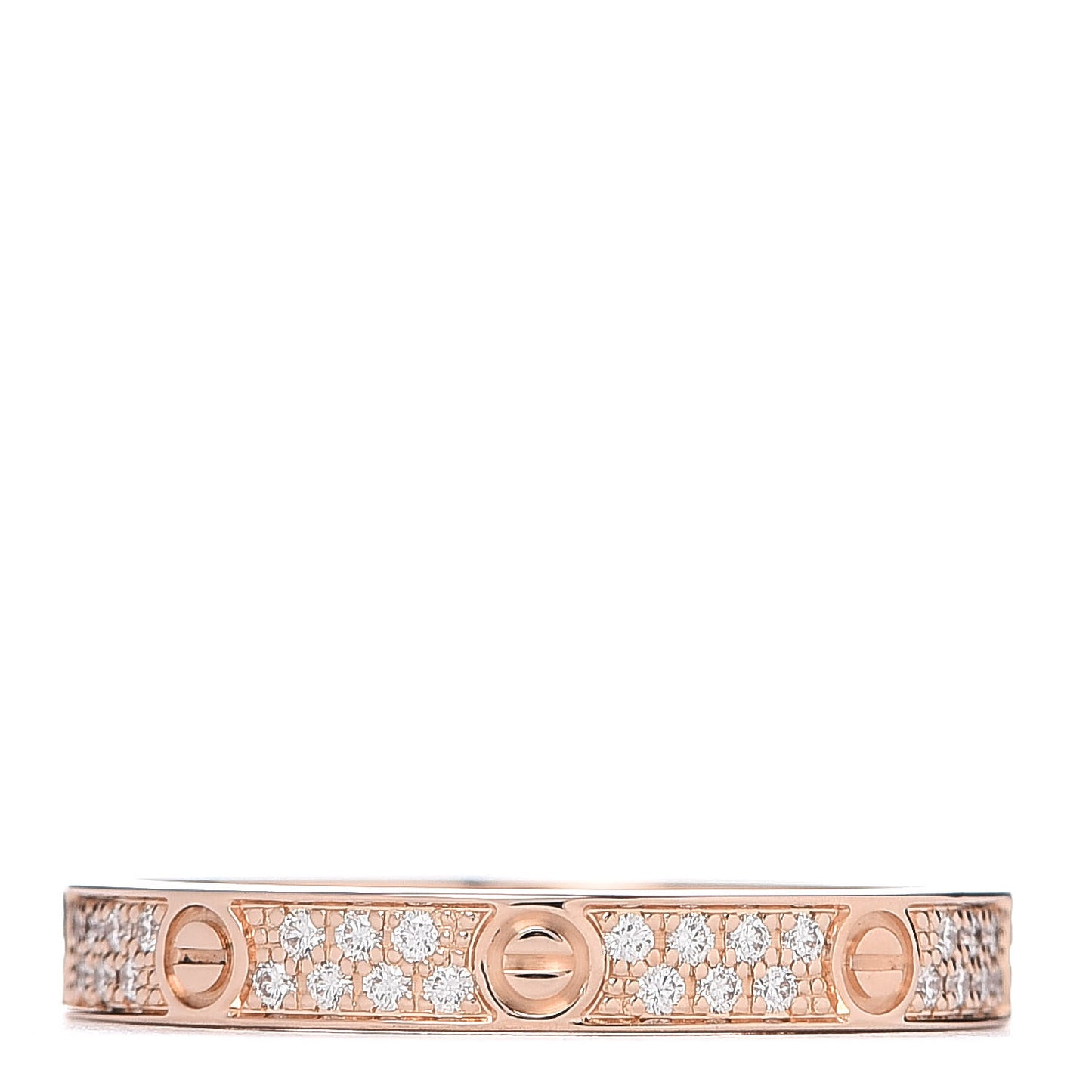 18K Pink Gold Diamond 2.6mm LOVE Paved Band Ring 48 4.5