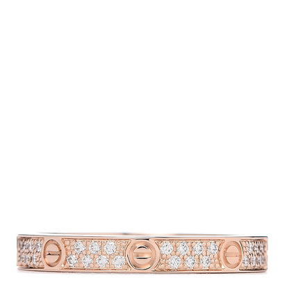 Cartier 18K Pink Gold Diamond 2.6mm LOVE Paved Band Ring 48 4.5 3 of 4