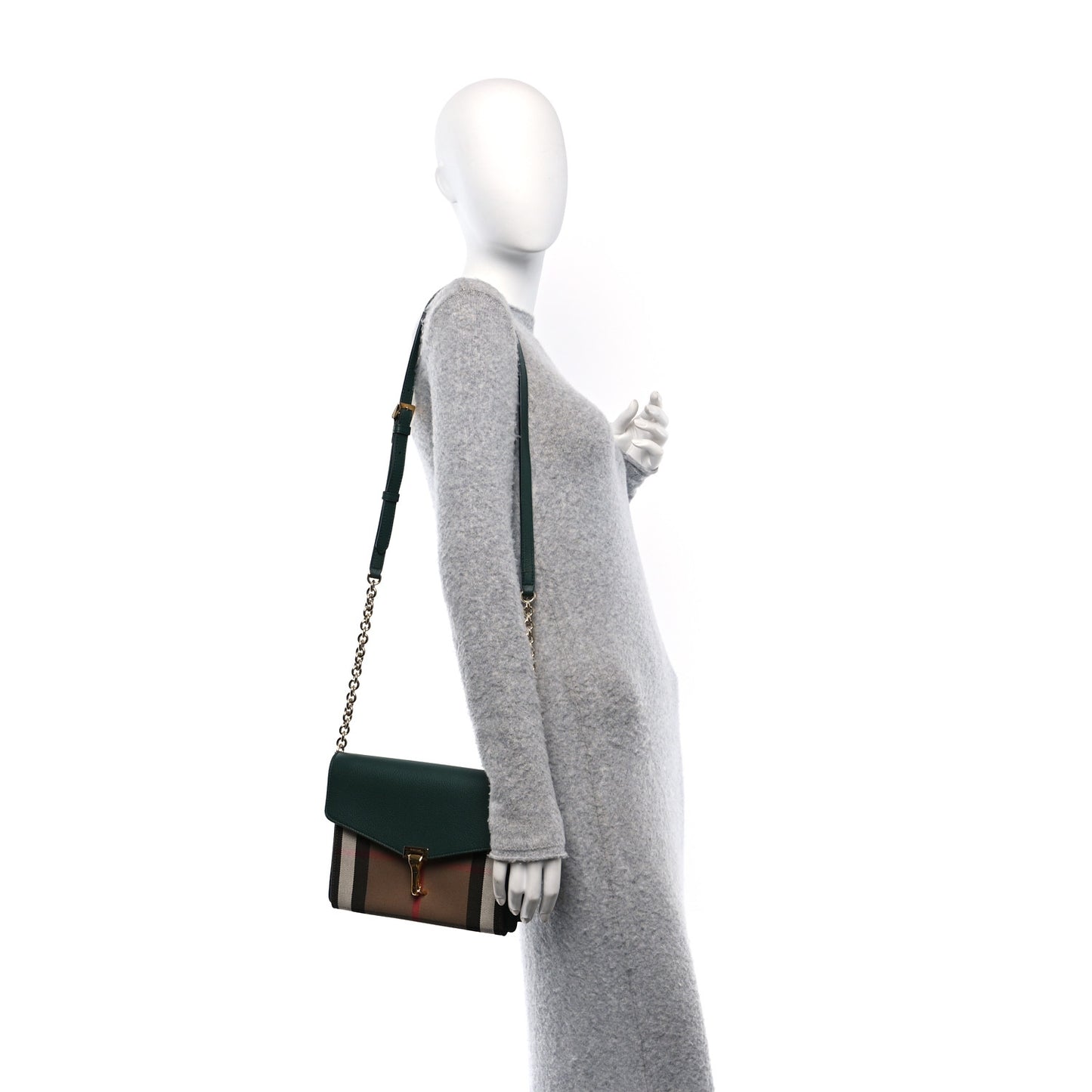 Derby Calfskin House Check Small Macken Crossbody Bag Vintage Green