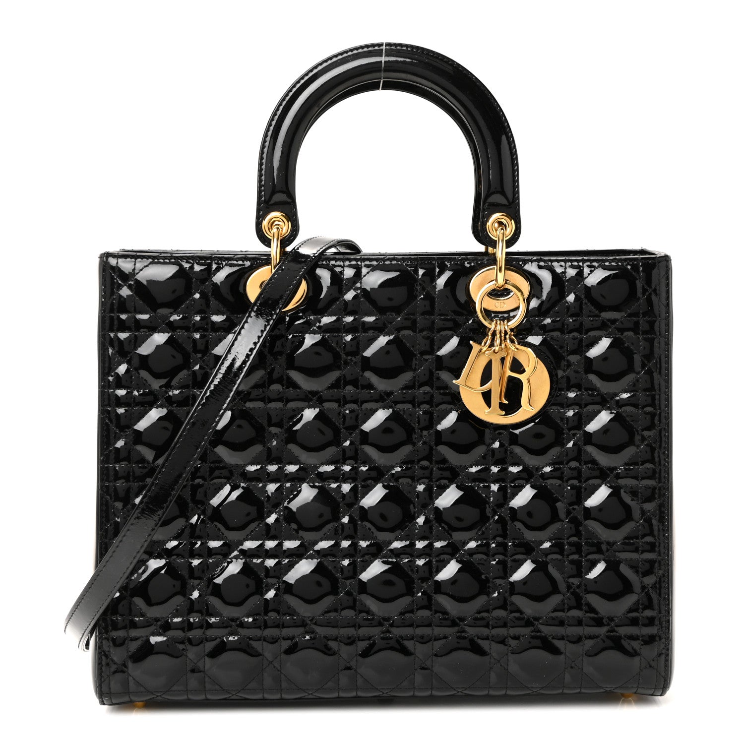 Christian Dior Patent Cannage Large Lady Dior Black 1 of 10