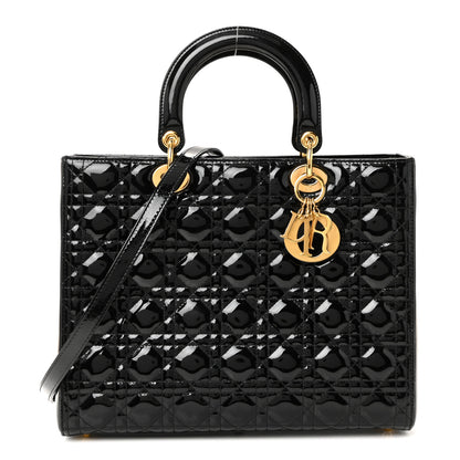 Christian Dior Patent Cannage Large Lady Dior Black 1 of 10