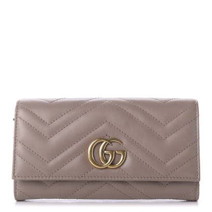 Gucci Calfskin Matelasse GG Marmont Continental Wallet Porcelain Rose 1 of 9
