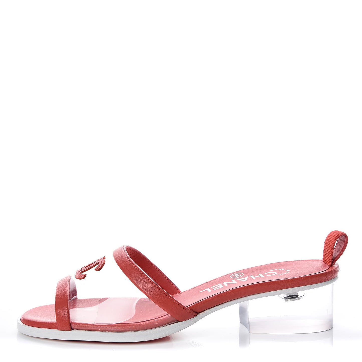 Lambskin PVC Mule 35 Transparent Red