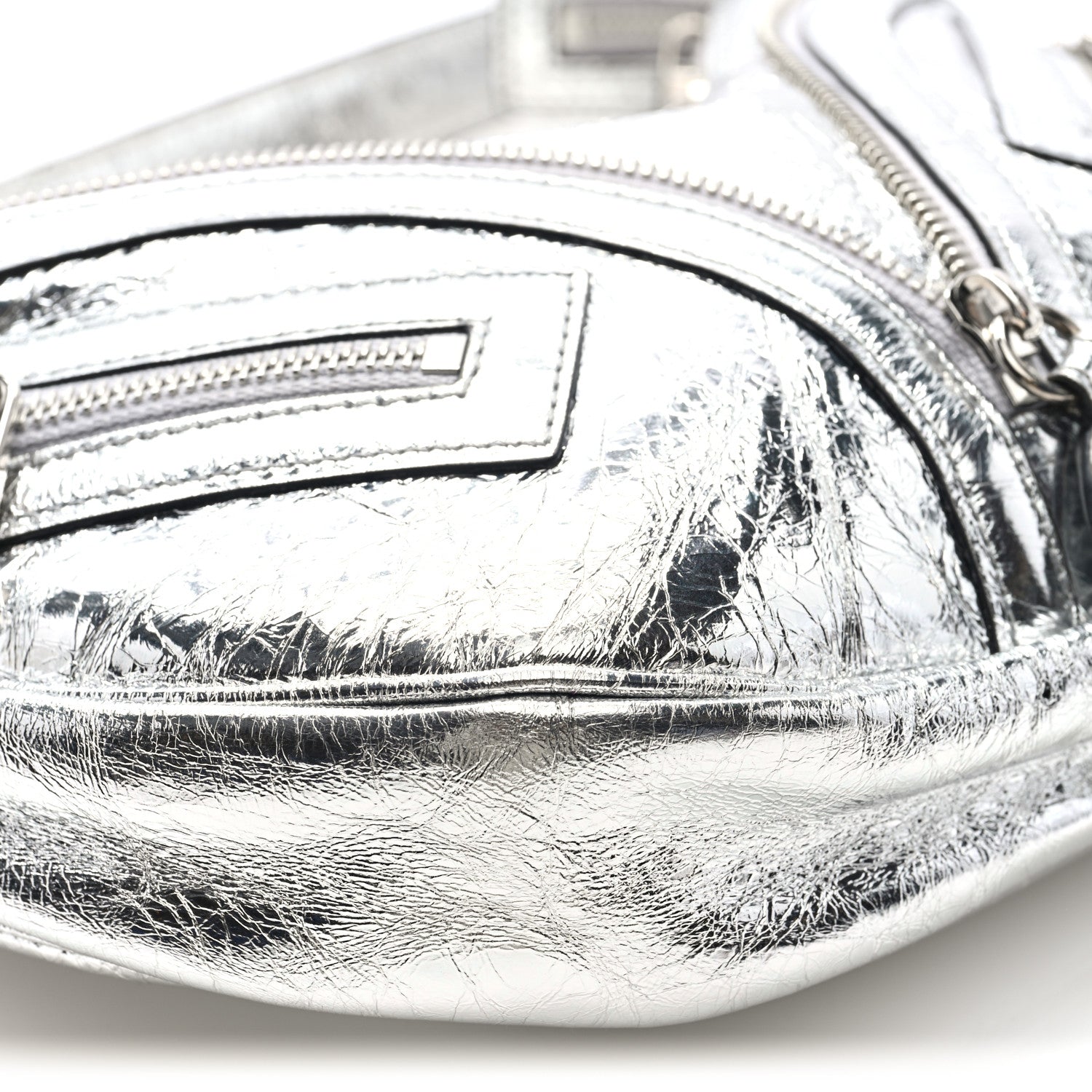 Versace Metallic Calfskin Small Repeat Zip Hobo Silver 8 of 9