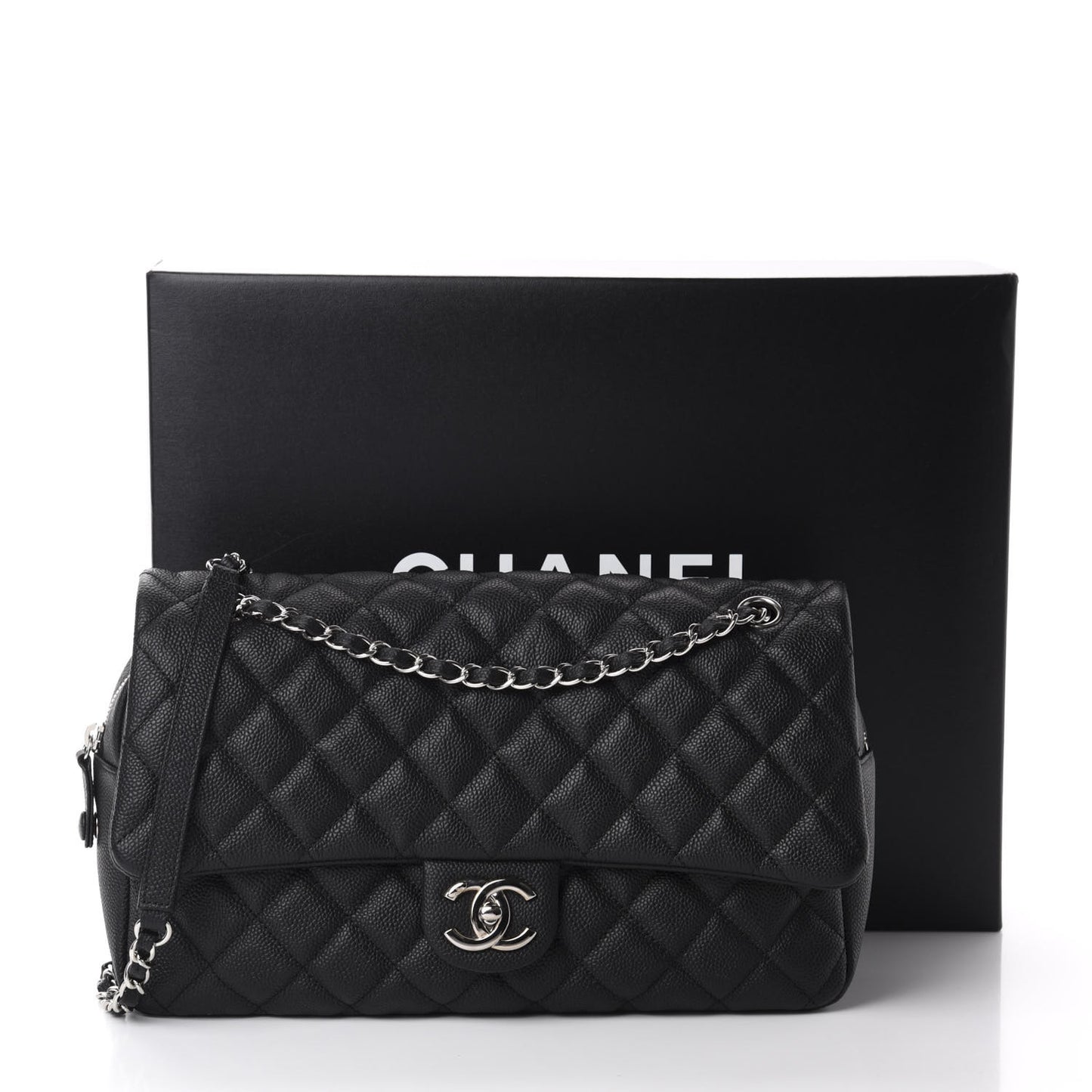 Caviar Quilted Jumbo Easy Flap Black