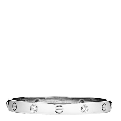 Cartier 18K White Gold 4 Diamond LOVE Bracelet 16 1 of 5