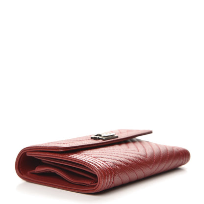 Chanel Caviar Chevron Quilted Medium Boy Flap Wallet Dark Red 4 of 8