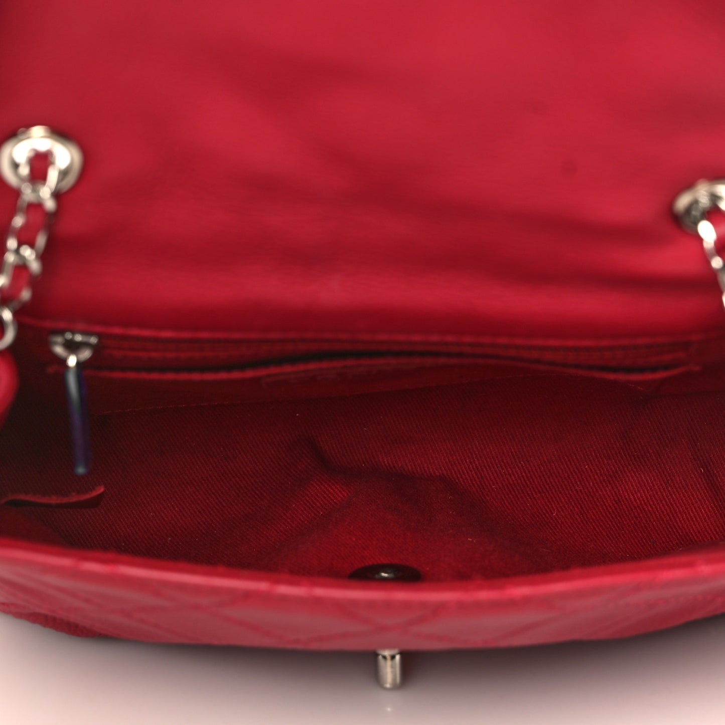 Calfskin Quilted CC Curvy Flap Red