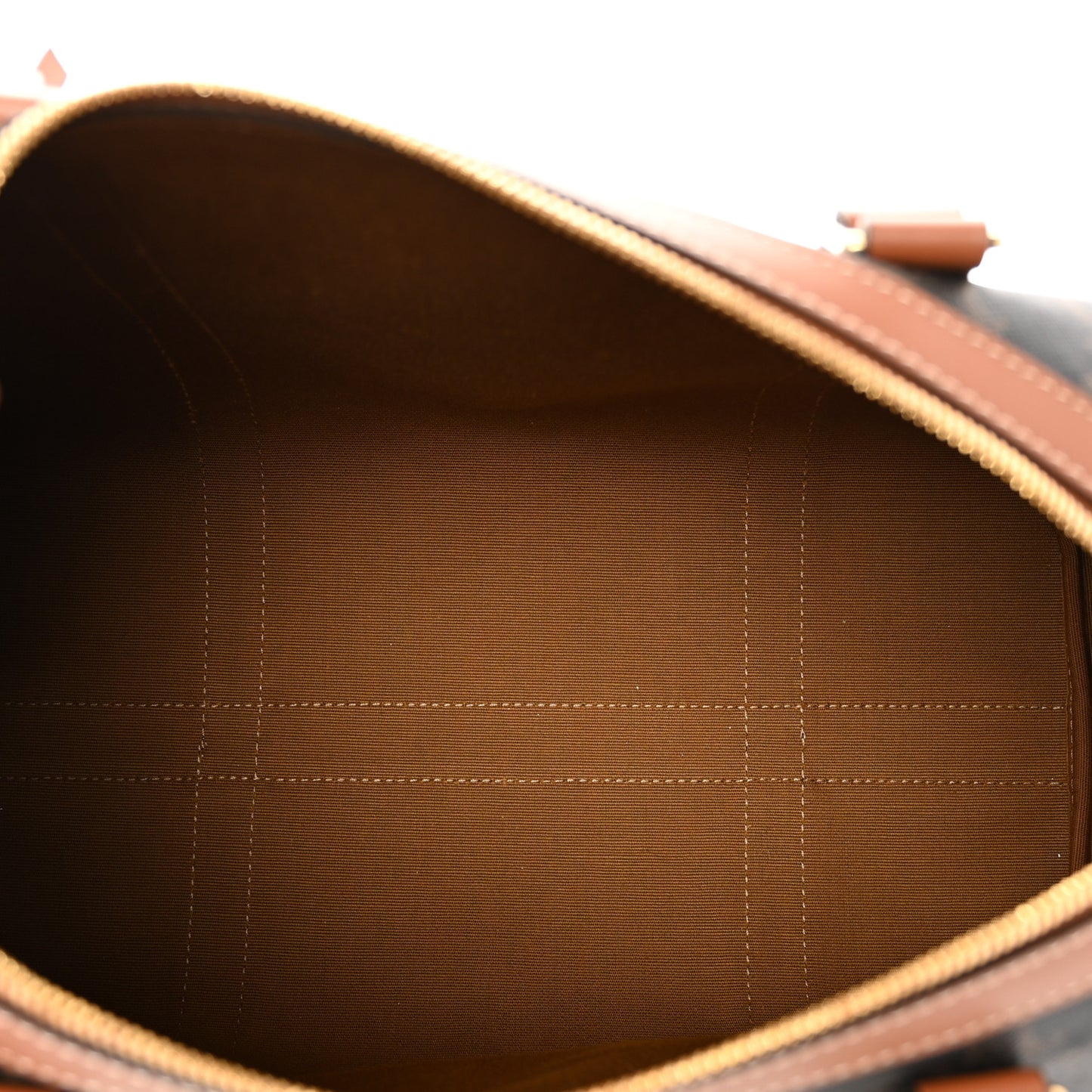 Triomphe Canvas Calfskin Boston Bag Tan