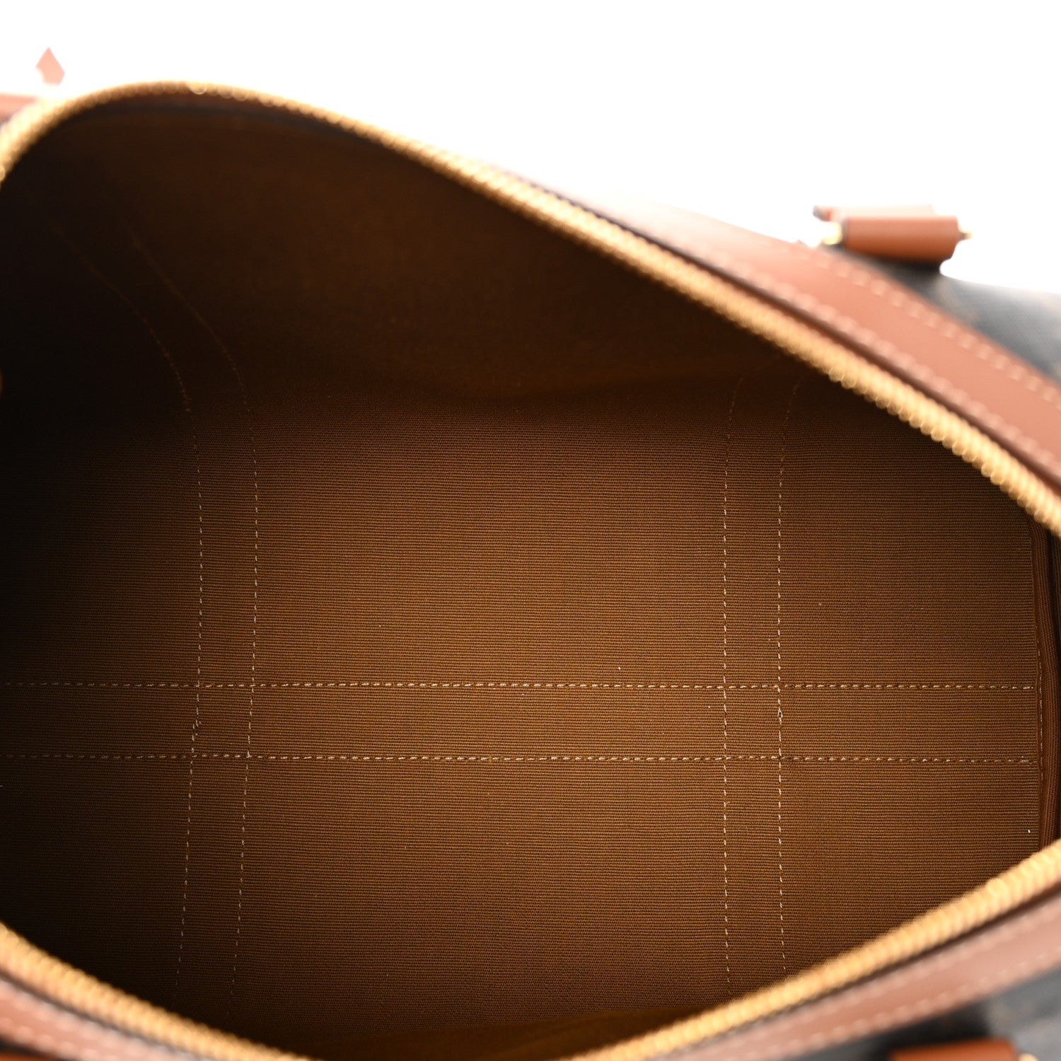 Celine Triomphe Canvas Calfskin Boston Bag Tan 6 of 10