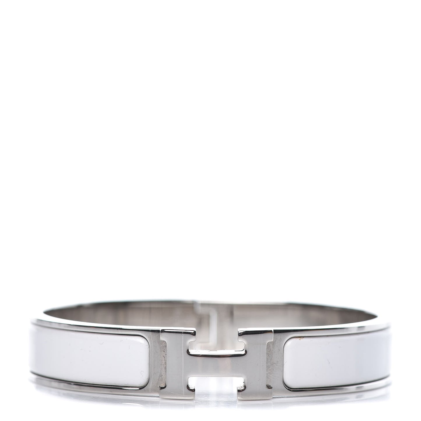 Enamel Narrow Clic Clac H Bracelet GM White
