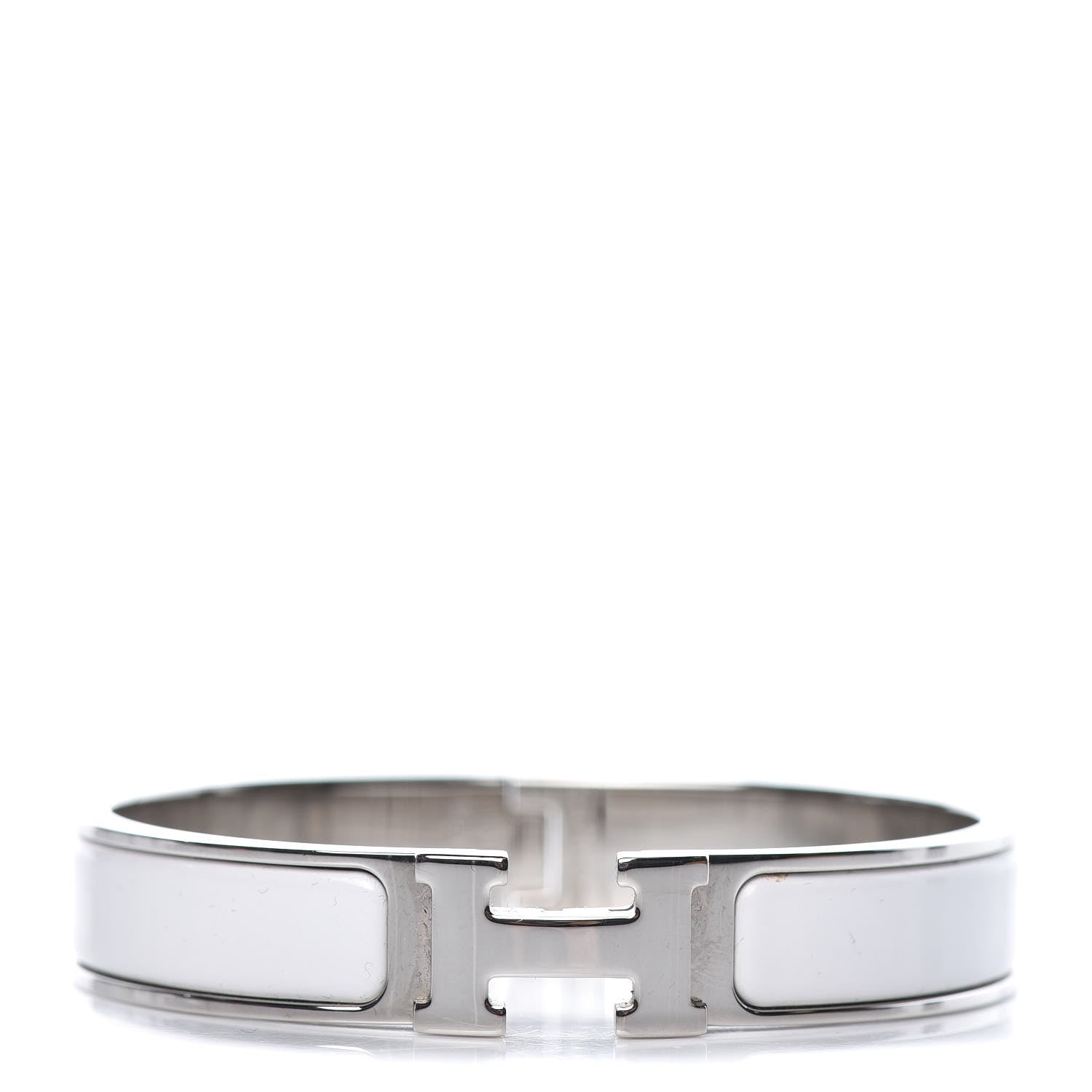 Hermes Enamel Narrow Clic Clac H Bracelet GM White 1 of 6